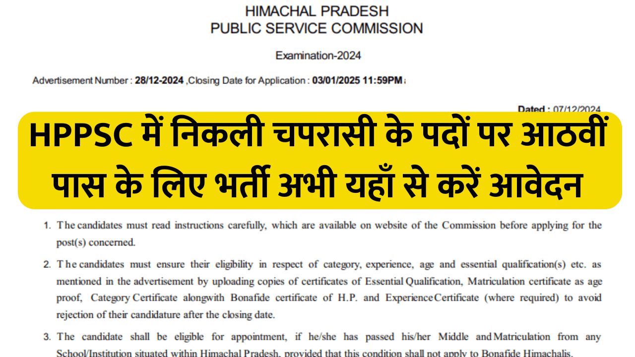 HPPSC Peon Vacancy 2024